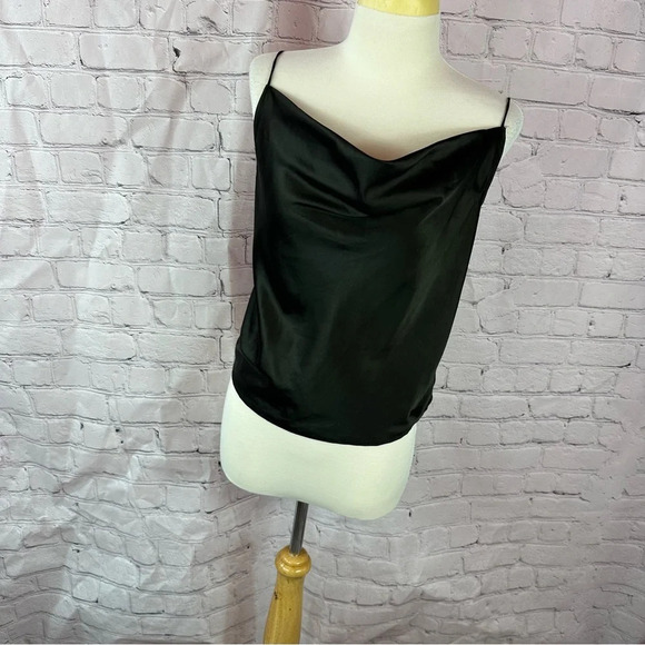 kimchi blue black satin slip top sz medium straps tie in back - Picture 1 of 7